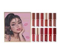 Coffret Rouge À Lèvres Liquide Mat - 12 Teintes Ensemble Maquillage | Brillant À Lèvres Longue Tenue Waterproof | Finition Velours Mat, Non Collant, Ne Marque Pas Les Verres, Séchage Rapide, Couleur H