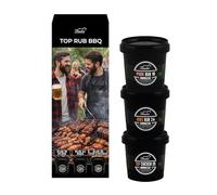 Coffret Rub BBQ Bembo - 3 Mélanges Premium (Pork 18, Ribs 24, Chicken 35) - Épices pour Porc, Côtes Levées et Poulet - Idéal Grill, Barbecue et Four - Pots Anti-Lumière et Anti-Oxydation