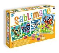 Coffret Sablimage papillons 4 tableaux animaux - Kit creation en sable colore 16 tonalites - Loisir creatif enfant