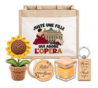 Coffret Sac Jute Une Fille qui Adore l'Opéra | Cabas 21 L, Bougie Cire d'Abeille, Miroir de Poche, Porte-Clés, Fleur en Crochet | 5 Pièces | Cadeau Femme Passionné Humour Original Anniversaire