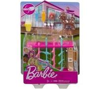 Coffret salle de jeux pour barbie : babyfoot avec 1 chien et 7 accessoires - set mobilier et 1 carte offerte