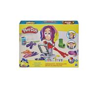 Coffret Salon de coiffure Play-Doh avec 8 pots de pate a modeler tricolore - Coiffeur creatif - Kit accessoires - Nouveaute