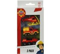 Coffret sam le pompier 3 véhicules en métal : hydrus - pick up vénus - hélicoptère océan - set voiture miniature + 1 carte tigre