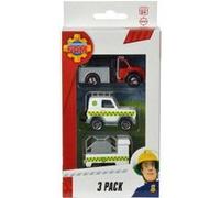 Coffret sam le pompier 3 véhicules en métal : phoenix et jeep animal avec remorque - set voiture miniature + 1 carte tigre