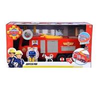 Coffret sam le pompier - grand camion grand echelle jupiter avec sons et lumières + sam + accessoires - set véhicule + carte