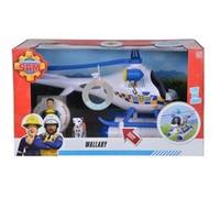 coffret sam le pompier : l'hélicoptère police avec sons et lumières et rose + chien - figurine articulée + accessoires +