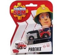 Coffret sam le pompier véhicule en métal phoenix camion rouge 7 cm - set voiture miniature + 1 carte tigre Rouge