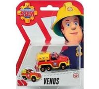 Coffret sam le pompier véhicule en métal venus camion rouge 6 cm - set voiture miniature + 1 carte tigre Rouge