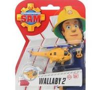 Coffret sam le pompier véhicule en métal wallaby 2 hélicoptère de pompier jaune 8 cm - set voiture miniature + 1 carte tigre Jaune