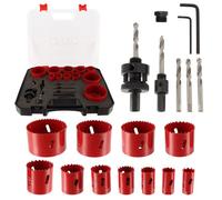Coffret scie cloches Bi-métal HSS - 17 pièces - Diamètre 20 à 68 mm - Profondeur Coupe 40mm - Perçage métal - bois - PVC