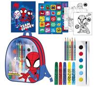 Coffret scolaire Spidey et ses incroyables amis : sac à dos transparent avec fournitures artistiques et accessoires - sac à dos de peinture Spidey avec carnet, couleurs, aquarelles et autocollants