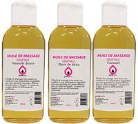 Coffret SENSUEL Purespa avec 3 flacons d'huiles de Massage base végétale parfumées : fleur de Lotus, Caramel et Amande douce - 3 X 100 ml