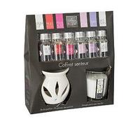 Coffret Senteur 8 Pièces 1 Brûle Parfum 6 Flacons D'huile Parfumée 1 Bougie Parfumée