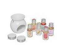 Coffret Senteur 9 pièces 1 Brûle parfum 6 Flacons d'huile parfumée et 2 Bougies