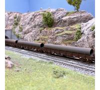 Coffret «Set 1» de 3 wagons à ranchers type Res, chargement tubes acier vieillis