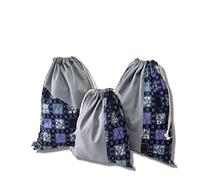 Coffret Set de Voyage Avion avec 3 Sacs Organisateur de Valise ou de Sac a Dos en Coton pour Chaussure Vetement Accessoire fabriqué en France (Dambord)