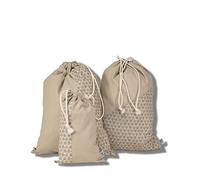 Coffret Set de Voyage Avion avec 3 Sacs Organisateur de Valise ou de Sac a Dos en Coton pour Chaussure Vetement Accessoire fabriqué en France (Kikko)