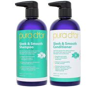 Coffret shampoing et apr s-shampoing PURA D'OR Sleek & Smooth pour des cheveux lisses et soyeux sans frisottis. Infus d'aloe vera biologique, d'