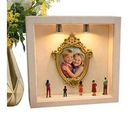 Coffret Silhouette Musée, Présentation de Photos avec Cadres Miniatures dorés et des Figurines, DIY Mini Vitrine de Présentation, pour Mariage Saint-Valentin Anniversaire Fête
