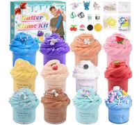 Coffret Slime Beurre 12 Pièces Parfumé - Jouets DIY Mignons pour Enfants 3-12 Ans, Filles Garçons, Cadeaux Anniversaire, Fête, Noël, Petits Cadeaux de Bas