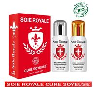 Coffret Soie Royale BIO Cure Soyeuse 125 ml Shampoing 125 ml Cheveux Visage Corps Soin Hydratation Brillance Intense Sans Alcool