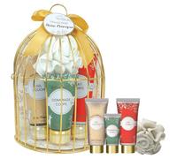 Coffret Soin Corps Hiver Féérique - Kit Cocooning Femme Gommage au Thé Vert, Lait de Corps Pomme d'Amour, Gel Douche Vanille Épicée, Fleur de Douche Inclus - Soins pour le Corps - French Tendance