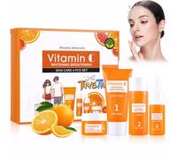 Coffret Soin Visage Femme à la Vitamine C - Anti-Âge, Hydratant, Éclat du Teint & Réduction des Ridules, Set de Soins Portable Idéal pour Voyage, Sport ou Cadeau