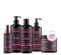 Kerargan - Ensemble Ultra Réparateur Shampoing, Après-shampoing, Masque, Sérum & Leave-In à la Kératine - Rénove & Protège Cheveux Abîmés - Sans Sulfate, OGM, Silicone - 3x500 ml + 100 ml + 350 ml