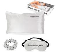 Coffret Sommeil 5 More Minutes"". Comprend : Taie D`Oreiller Satinée 50x70 Cm,Chouchou Doux En Satin Et Masque Relaxant. Idée Cadeau E Pour Femme.