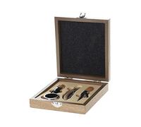 Coffret Sommelier avec 4 Accessoires - Tire bouchon, Bouchon, Bouchon Verseur et Bague (17 x 15 cm)