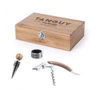 Coffret sommelier personnalisé 3 pièces - Kit du sommelier Tire bouchon, Bague stop-gouttes, Bouchon [ Coffret cadeau vin ]