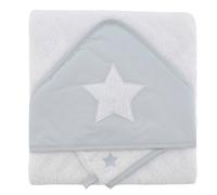 Coffret sortie de bain brodée + gant étoile gris clair 90X150