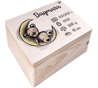 Creative Deco Boîte à Souvenirs Bébé Personnalisé - Personnalisés Ours | Personnalisable Cadeau à Souvenirs Individuelle pour Une Naissance pour Fille et garçon | Boîte en Bois