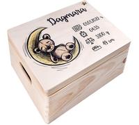 Creative Deco Boîte à Souvenirs Bébé Personnalisé - Personnalisés Ours | Personnalisable Cadeau à Souvenirs Individuelle pour Une Naissance pour Fille et garçon | Boîte en Bois