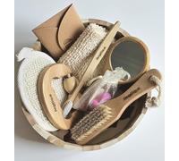 Coffret spa femme personnalisé - Prénom gravé sur miroir, brosse, masseur - Boîte bois et emballage cadeau inclus