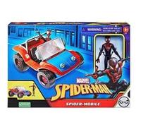 Coffret spider-man : spider-mobile + miles morales 15 cm - personnage articulé pour spiderman marvel - set garçon + 1 carte