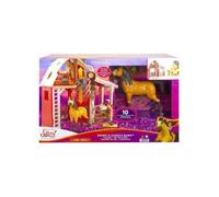 Coffret Spirit : L'Ecurie De Spirit + Cheval Brun + 10 Accessoires - Set Jouet Fille + 1 Carte - Animaux