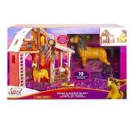Coffret spirit : l'ecurie de spirit + cheval brun + 10 accessoires - set jouet fille + 1 carte - animaux