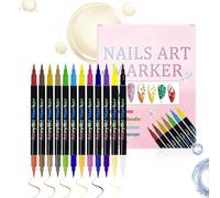 Coffret Stylo Double Extrémité Pour Art Ongulaire DIY - 12 Marqueurs Vernis À Ongles Vifs Et Sèche-Rapide | Outils Faciles Pour Débutants, Peinture Gel, Pointillé Et Conception 3D, Kit Manucure Maison