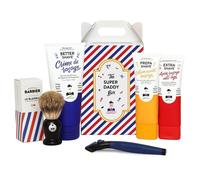 Kit de Rasage Super Daddy de Monsieur BARBIER | Coffret cadeau Naturel, Végan et Français | Idéal pour les peaux sensibles | Avant Rasage, Crème de Rasage, Après Rasage, Blaireau et rasoir 5 lames