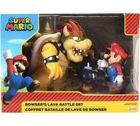 Coffret Super Mario 3 Figurines Bowser Bomb Mario Articule - Set Bataille de la lave + 1 Carte Tigre - Enfant