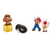 Coffret super mario : 4 figurines (mario toad bullet bill goomba) + 1 accessoire - figurine collection - plaine grand chêne - enfant