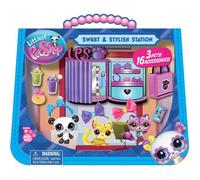 Littlest Pet Shop - Coffret Sweet and Style - Boutique 4 en 1 - Pack de 3 Animaux, 15 Accessoires, 1 Carte, 1 Code Roblox - Mini-Figurines Animaux à Collectionner - Jouet Enfant 4 Ans et + - BF00722