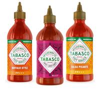 Coffret TABASCO Squeeze Salsa Picante, Buffalo et Douce et Épicée, 3 x 256 ml - 3 Sauces Piquantes Différentes à Doser, Sans Gluten ni Conservateurs