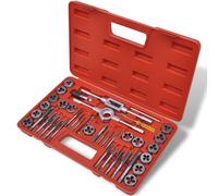 vidaXL Jeu de tarauds et filières 40 pièces – Acier au carbone – Mallette incluse