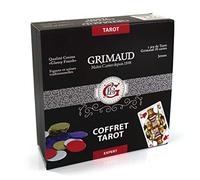Coffret Tarot Grimaud Expert - Jeu de 78 Cartes Tarot avec jetons marqués, Coffret façon Cuir Noir