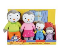 JEMINI 024229 T'CHOUPI Coffret Famille 4 Peluches +/- 19 CM : Papa, Maman, T'Choupi et Fanny, Noir/Blanc