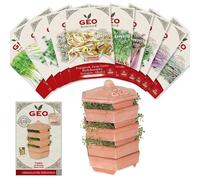 Coffret Terracotta GEO - Germoir 3 étages en terre cuite + 10 Graines à germer bio (346 g total) | Excellente qualité, très haute germinabilité ≥ 95 % | Longue conservation | Zéro plastique