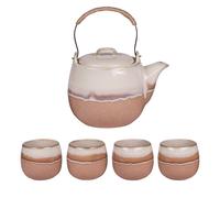 Coffret théière 0,8L avec 4 gobelets camel grès 17.00x12.00 cm