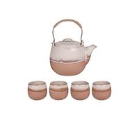 Coffret théière 0,8L avec 4 gobelets camel - Table Passion - Marron - Grès G